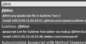Package Control JSHint